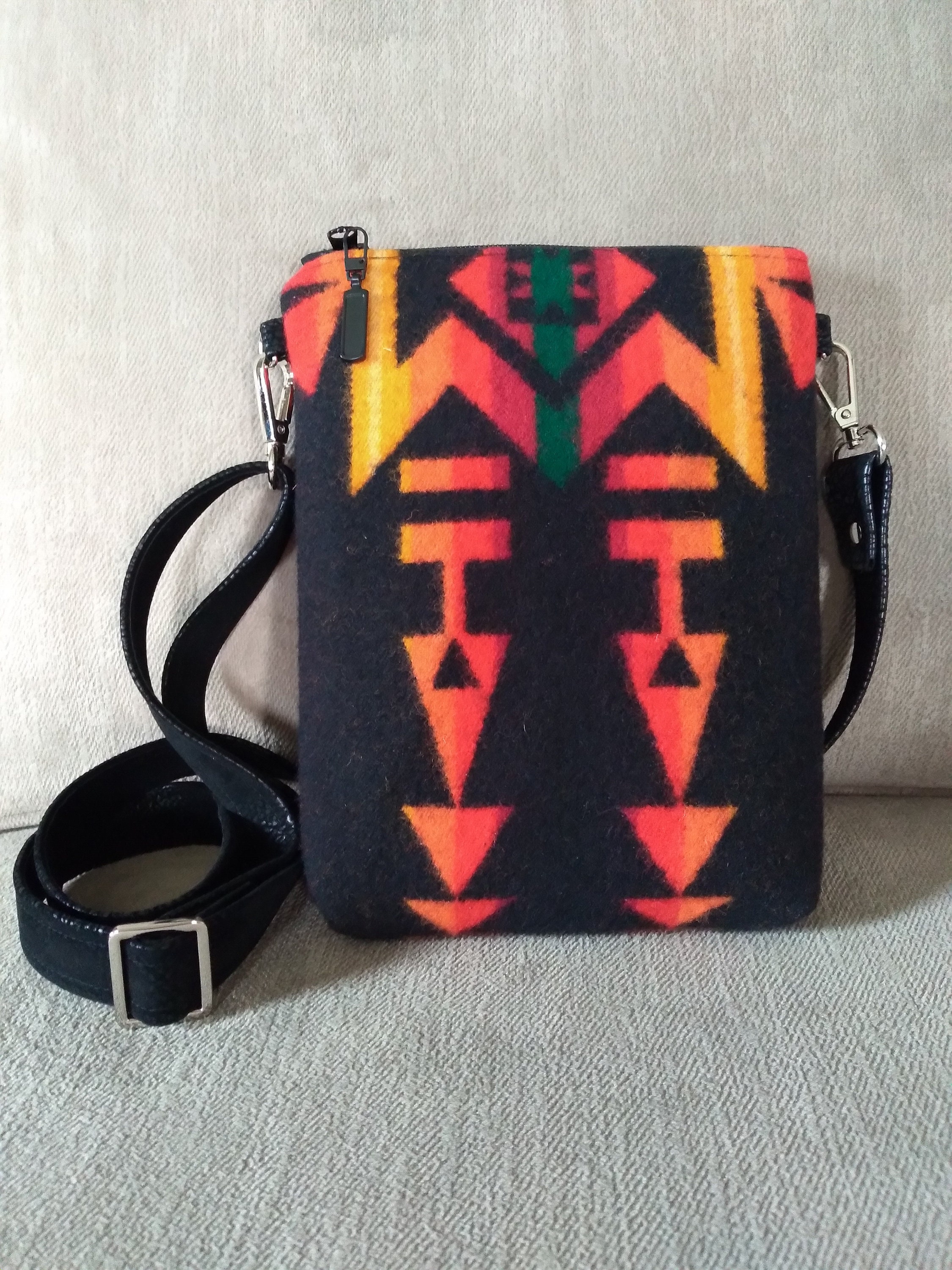 Pendleton Wool Backpack Red Orange Leather The shape of this bag is everything! Elegant yet easy to  main image 2