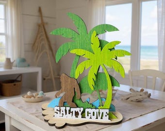 Personalized Bigfoot Beach Name Sign | Sasquatch Island Decor | Coastal Wooden Name Sign | Custom Tropical Nursery & Cabin Art | Cake Topper