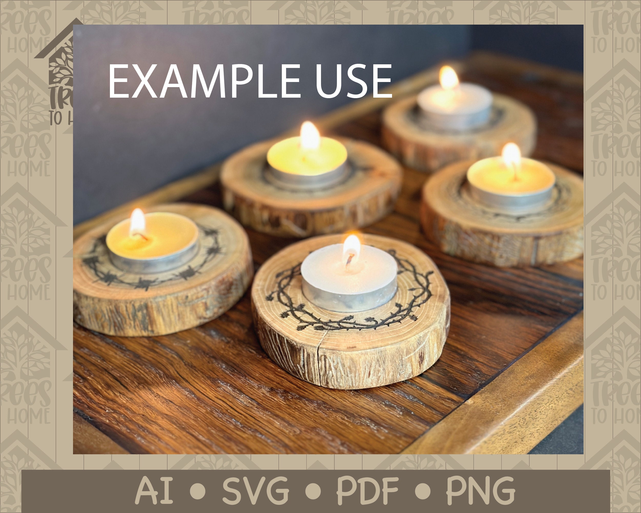 Rustic Circle Border SVG Art Barbed Wire Tree Branches Thorn Bush ...