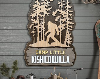 Personalized Rustic Bigfoot Sign, Sasquatch, Tall Pines, Custom Wood Sign, Cabin Sign Bigfoot Lover Gift, Camp Sign, Hunt Camp, Hunt Club