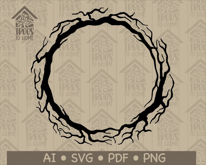 Rustic Circle Border SVG Art Barbed Wire Tree Branches Thorn Bush ...