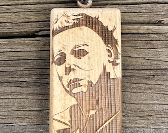 Michael Myers Engraved Wood Key Chain -  Horror Movie Character Keychain, Horror Movie Lover Gift, John Carpenter Movie, Halloween Gift