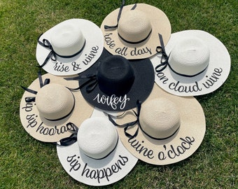Wine Tasting Sun Hat | Winery Bachelorette Party Sun Hats | Personalized Floppy Sunhat
