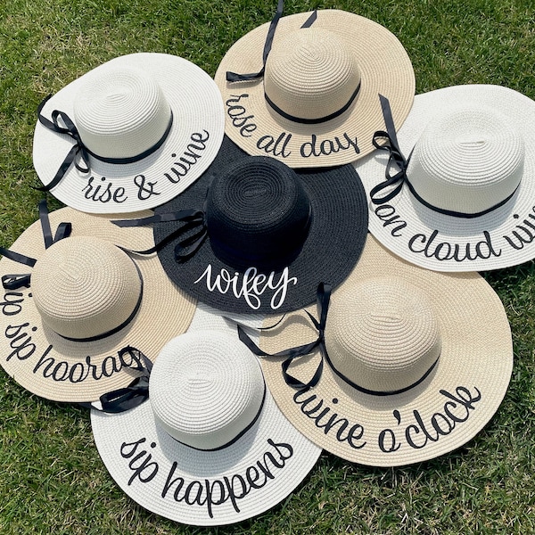 Wine Tasting Sun Hat | Winery Bachelorette Party Sun Hats | Personalized Floppy Sunhat