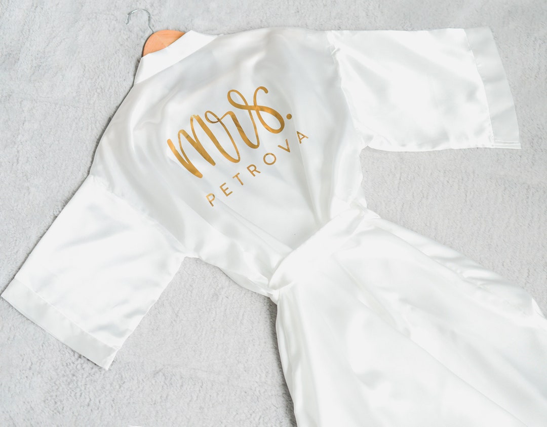Bride MRS Robe Personalized Satin Custom Mrs Bridal Robe Bridal Shower
