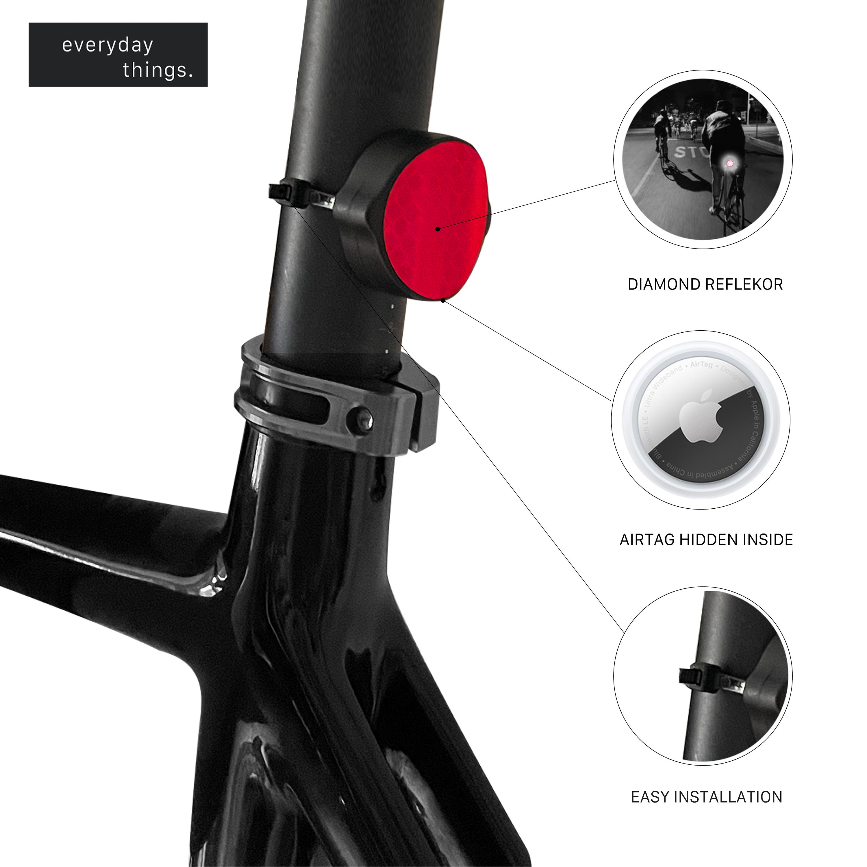 Support et réflecteur pour vélo Apple AirTag