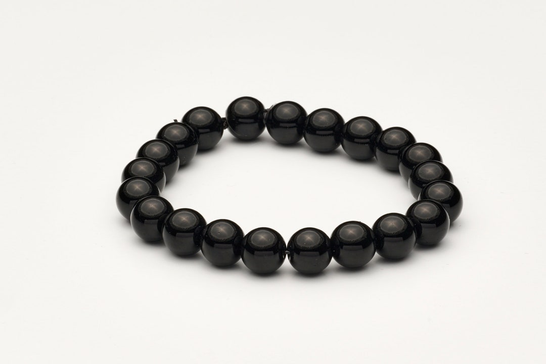 【HYERES LOR】24SS★ BR(W) Ball Black Onyx Bead Bracelet Black Onyx Bracelet Smooth Round Size 8mm 10mm 7.5