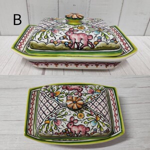 Mantequera de cerámica pintada a mano – Cerámica portuguesa de Coimbra – Decoración de cocina única – Regalo de vajilla vintage imagen 5