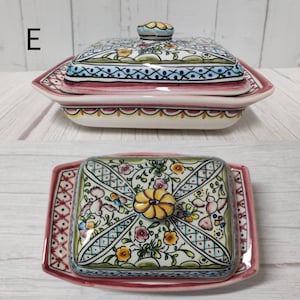 Mantequera de cerámica pintada a mano – Cerámica portuguesa de Coimbra – Decoración de cocina única – Regalo de vajilla vintage imagen 8