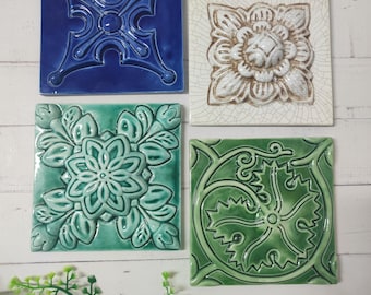 Portuguese ceramic tiles/ Portuguese decorative tile/ Wall decoration from Portugal/ Embossed tile/ Hand-painted tile/ Portuguese tradition