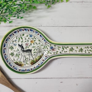 Spoon holder/ Spoon rest/ Ceramic holder/ Portuguese pottery/ Pottery/ Hand painted/ Coimbra painting/ Ceramic Conimbriga/ Coimbra/ Portugal