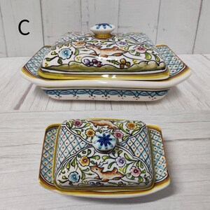 Mantequera de cerámica pintada a mano – Cerámica portuguesa de Coimbra – Decoración de cocina única – Regalo de vajilla vintage imagen 6