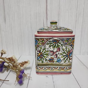 Square Box Size 3/ Portuguese Handmade Box/ Ceramic Box/ Ceramic Decoration/ Coimbra Painting/ Pottery Portugal/ Pottery/ Coimbra/ Portugal