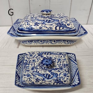 Mantequera de cerámica pintada a mano – Cerámica portuguesa de Coimbra – Decoración de cocina única – Regalo de vajilla vintage imagen 10