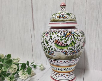 Maceta decorativa hecha a mano/ Maceta pintada a mano/ Regalo original/ Cerámica portuguesa/ Pintura de Coimbra/ Vintage/ Coimbra/ Regalo de Navidad/ Portugal