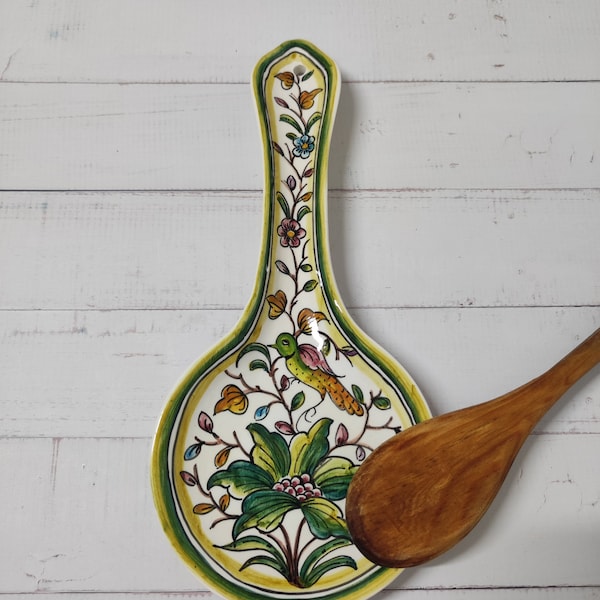 Spoon holder/ Ceramic holder/ Portuguese pottery/ Spoon rest/ Pottery/ Hand painting/ Coimbra painting/ Conimbriga/ Coimbra/ Portugal