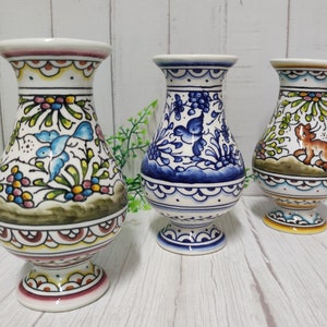 Hand Painted Ceramic Vase – Portuguese Coimbra Pottery – Floral & Nature Home Decor – Unique Tabletop Accent – Boho Interior Gift