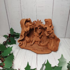 Terracotta nativity scene/ Handmade nativity scene/ Holy Family/ Red clay nativity scene/ Christmas decoration/ Collection/ Portugal