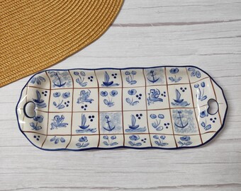 Taca na przystawki z portugalskich płytek / Portugalskie płytki ceramiczne / Taca dekoracyjna / Unikalna, ręcznie malowana taca / Portugalska ceramika / Portugalska ceramika