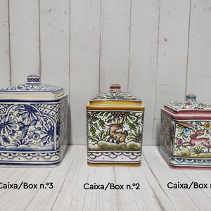 Portuguese Handmade Square Box/ Ceramic Box/ Ceramic Decoration/ Hand Painting/ Coimbra Painting/ Coimbra/ Portugal