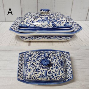 Mantequera de cerámica pintada a mano – Cerámica portuguesa de Coimbra – Decoración de cocina única – Regalo de vajilla vintage imagen 4