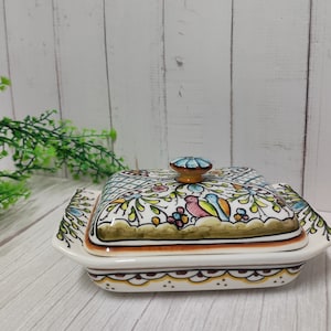 Butter dish/ Handpainted butter dish/ Ceramic butter dish/ Butter/ Dish/ Vintage/ Original gift/ Coimbra ceramics/ Portugal/ Christmas gift