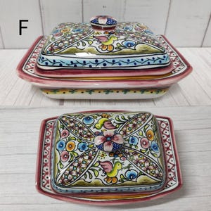 Mantequera de cerámica pintada a mano – Cerámica portuguesa de Coimbra – Decoración de cocina única – Regalo de vajilla vintage imagen 9