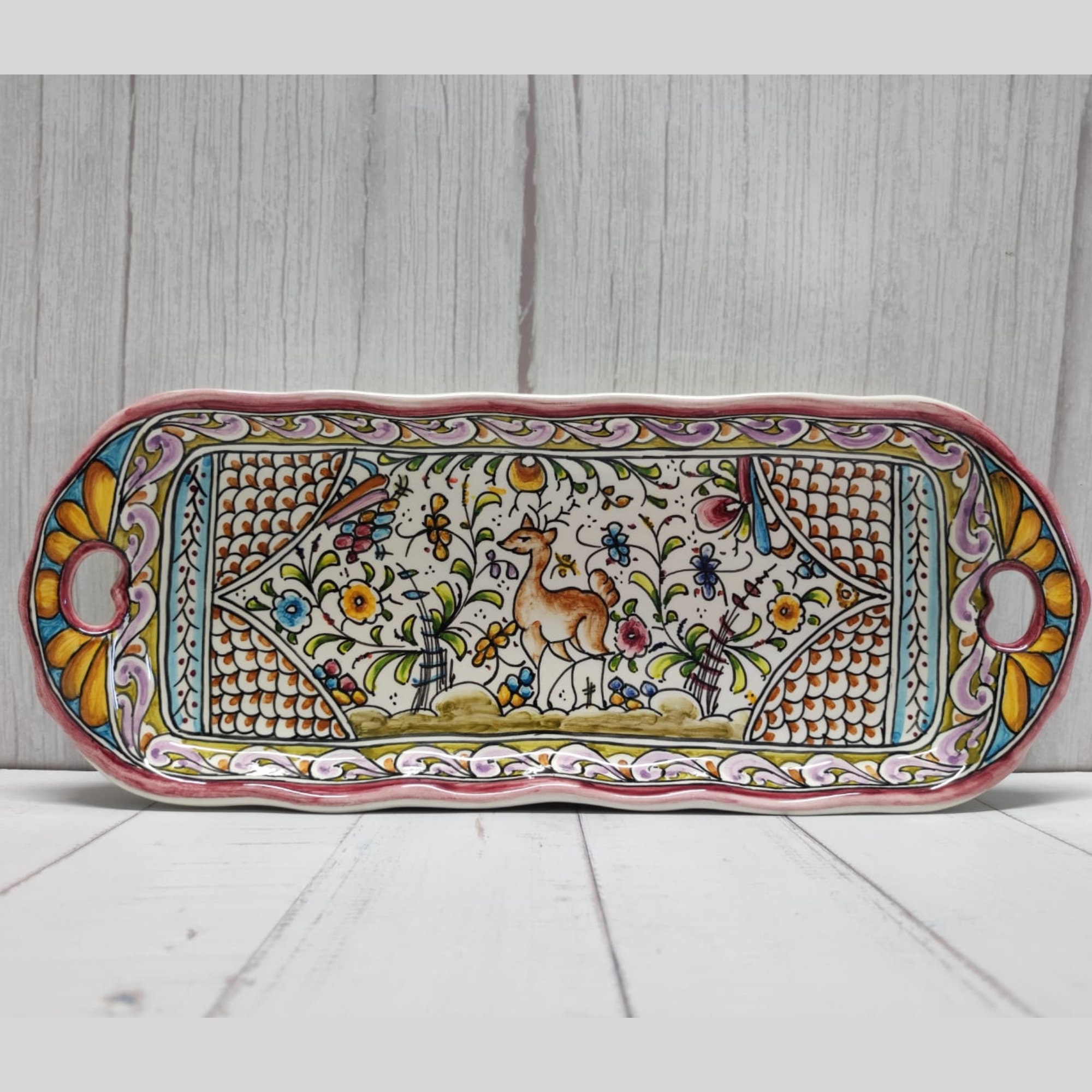Tray/ Original gift/ Serving plate/ Decorative tray/ Coimbra ceramics/ Unique hand-painted tray/ Portuguese ceramics/ Pottery Portugal