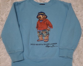 Polo Ralph Lauren Laguna Beach Bucket Hat Bear Sweatshirt Blue Kid's RARE Size 5