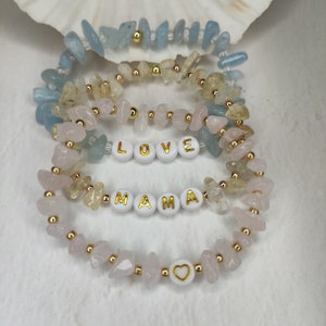 Pulsera de cristal personalizada, pulsera de cristal, nombre personalizado, pulsera con inicial, pulseras de cristal curativo, hecho a mano, regalo de novia, buenas vibraciones