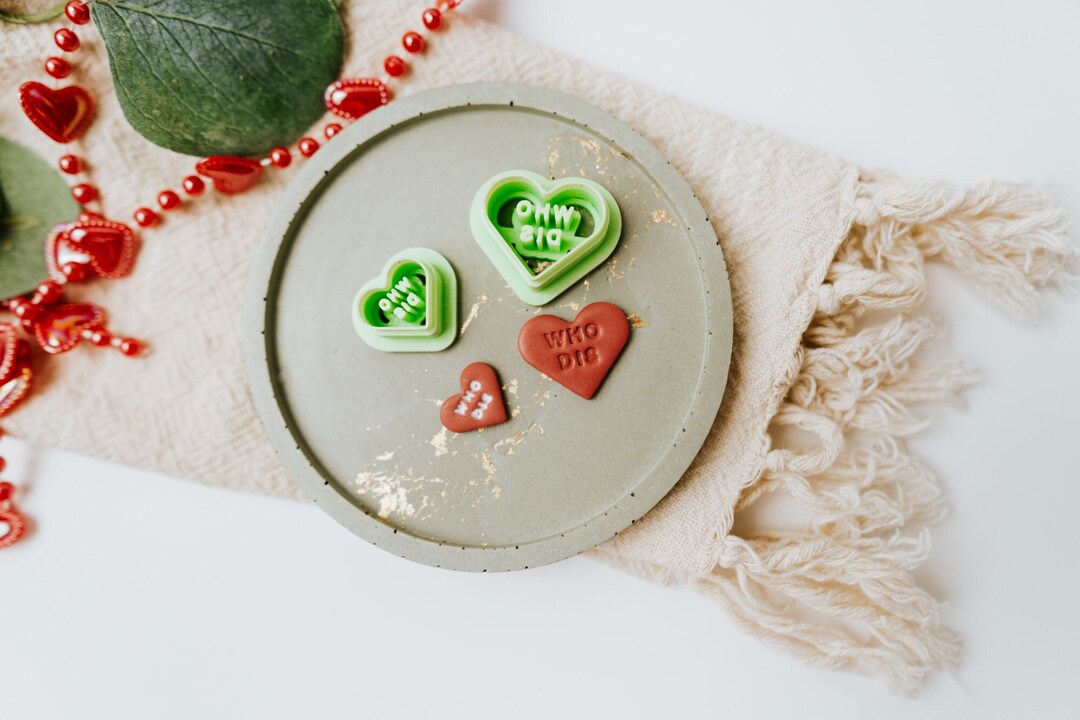 Valentine's day Heart candy Polymer Clay Cutters - Lala Handmade store
