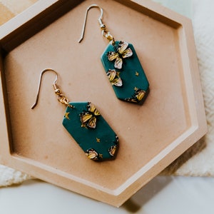 Magic Monarch Butterfly Gem Polymer Clay Earrings | Detailed Butterfly Polymer Clay Earrings