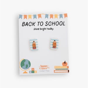 Boucles d'oreilles pour la rentrée scolaire | Puces d'oreilles en papier crayon pour carnet de notes | Appréciation de l'enseignant | Cadeau pour professeur | Premier jour d'école | Carte Shine Bright