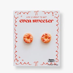 Pink Donut Clay Earrings: Handmade Food Jewelry