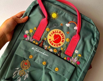 Personalised Pet Hand Embroidery, Customised Fjallraven Kanken Backpack Embroidery, Kanken Backpack Embroidered with Your Cat or Dog