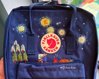 Van Gogh Starry Night Embroidered Kanken, Fjallraven Kanken Embroidery, Embroidered Fjallraven Kanken, Fjallraven Backpack Embroidered