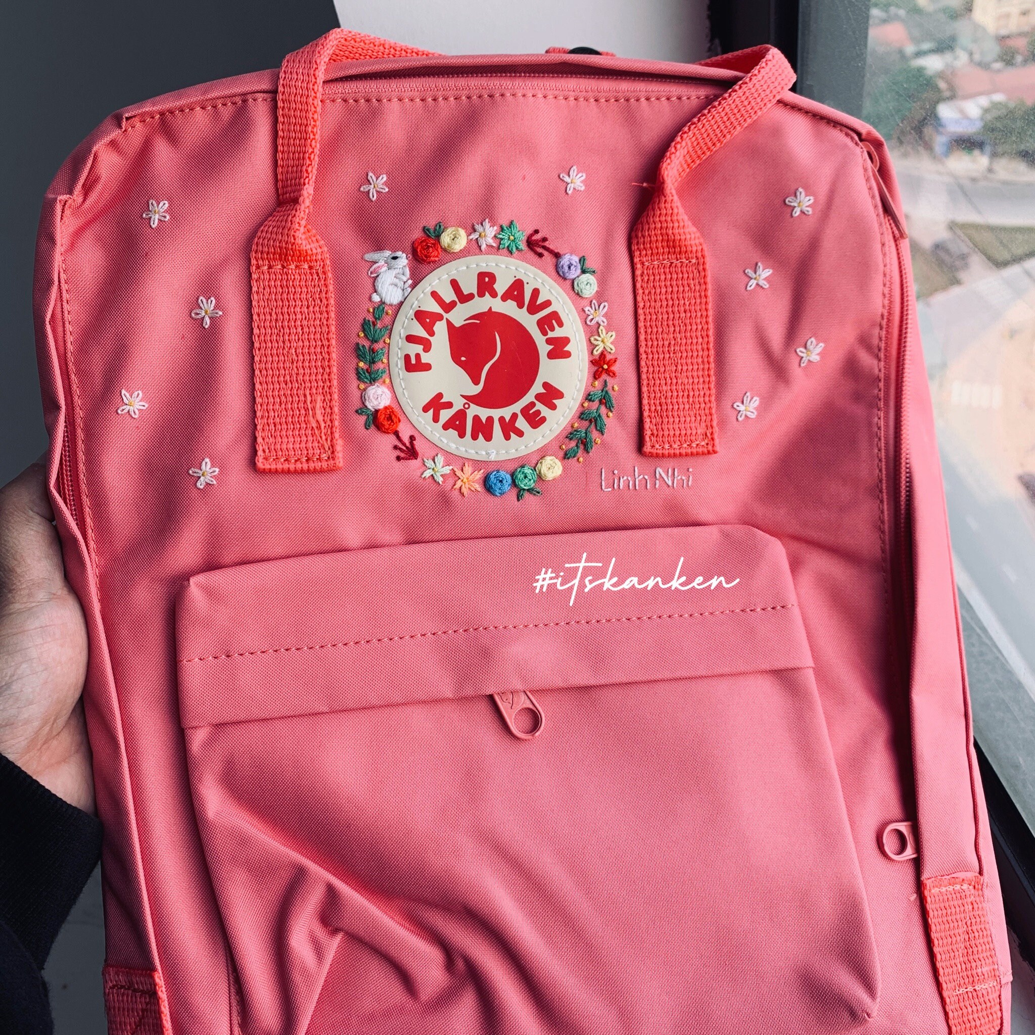 Peach pink kanken backpack hotsell