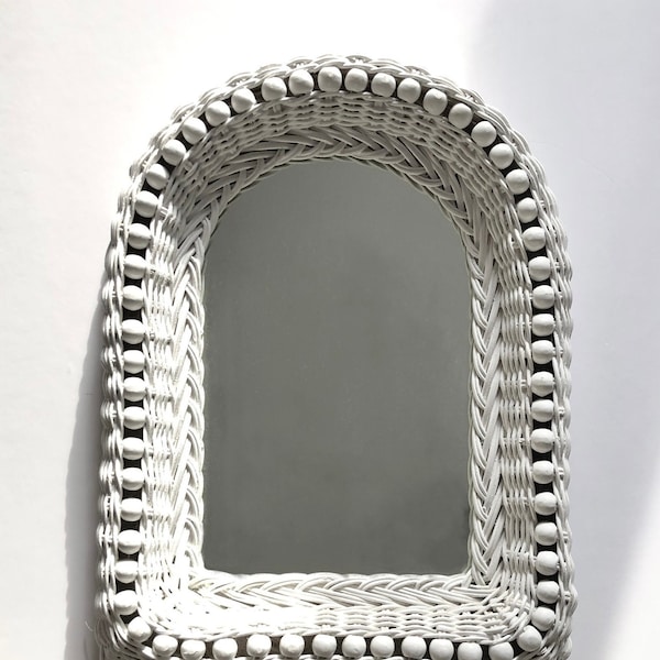 White Wicker Mirror Etsy