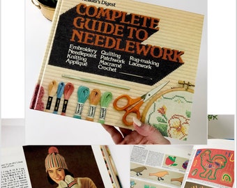 Vintage Readers Digest Complete Guide to Needlework Hardcover Book, Ultimate Craft Reference Book Crafter Gift, Funky 70s Craft DIY Projects