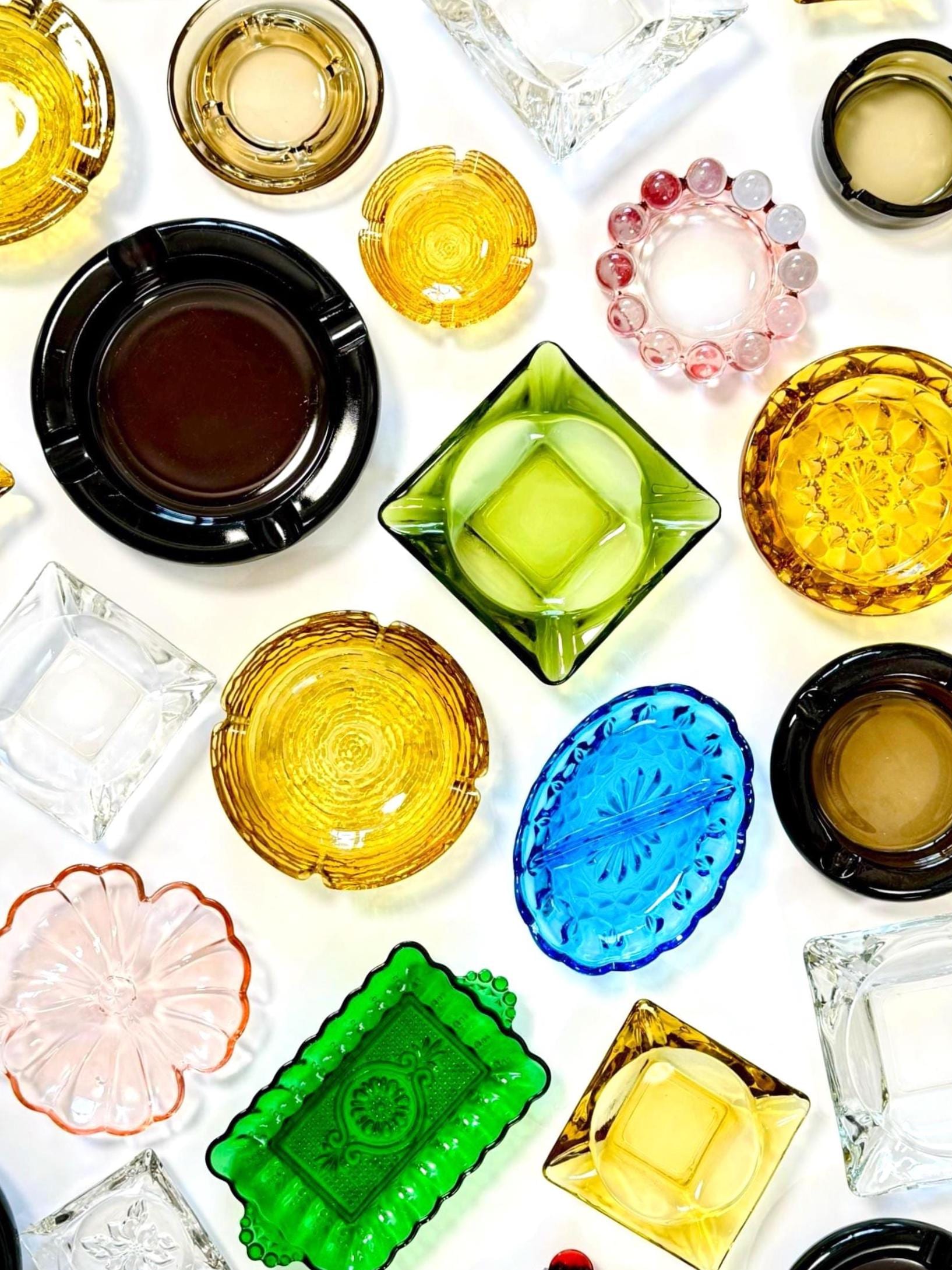 Vintage 70s Glass Ashtray: Retro MCM Decor, Colorful Trinket Dish
