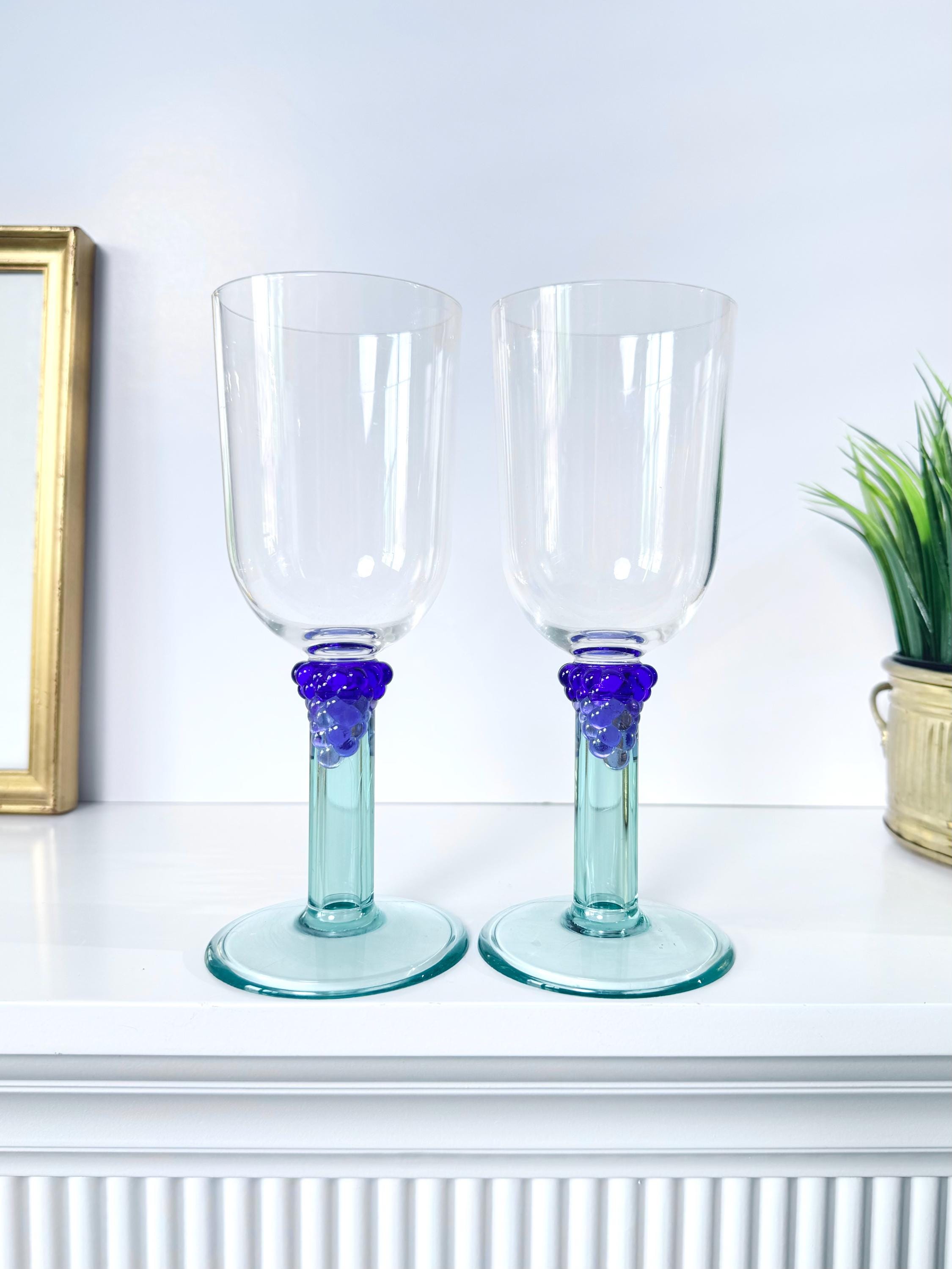 Vintage 90s Acrylic Wine Glass Set: Precisioncraft Memphis Postmodern  Stemware, Grapes Patio Drinkware, Pairs - Etsy