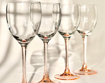 Vintage Luminarc Blush Pink Wine Glasses 8oz, Retro French Barware Gift