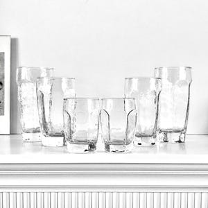 Vintage Glasses PAIR, Choose Size, Textured Clear Drinking Glass Tumblers, Lowballs, Juice Glasses Libbey Chivalry 70s Boho Glassware