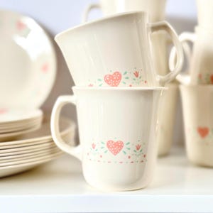 Vintage Corelle Herzchen Tasse: Retro 80er Jahre Forever Yours Valentine Rosa Küche Dekor