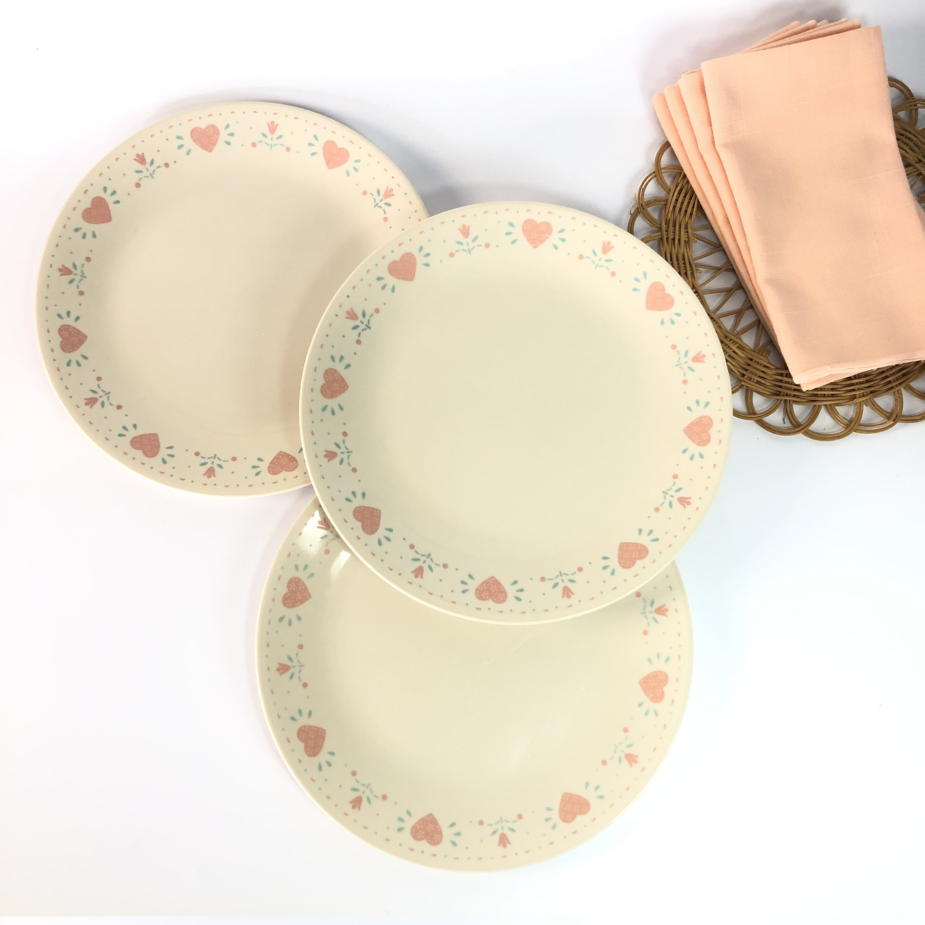 Vintage Corelle Dishes Set of 3 Forever Yours Hearts Pattern Etsy