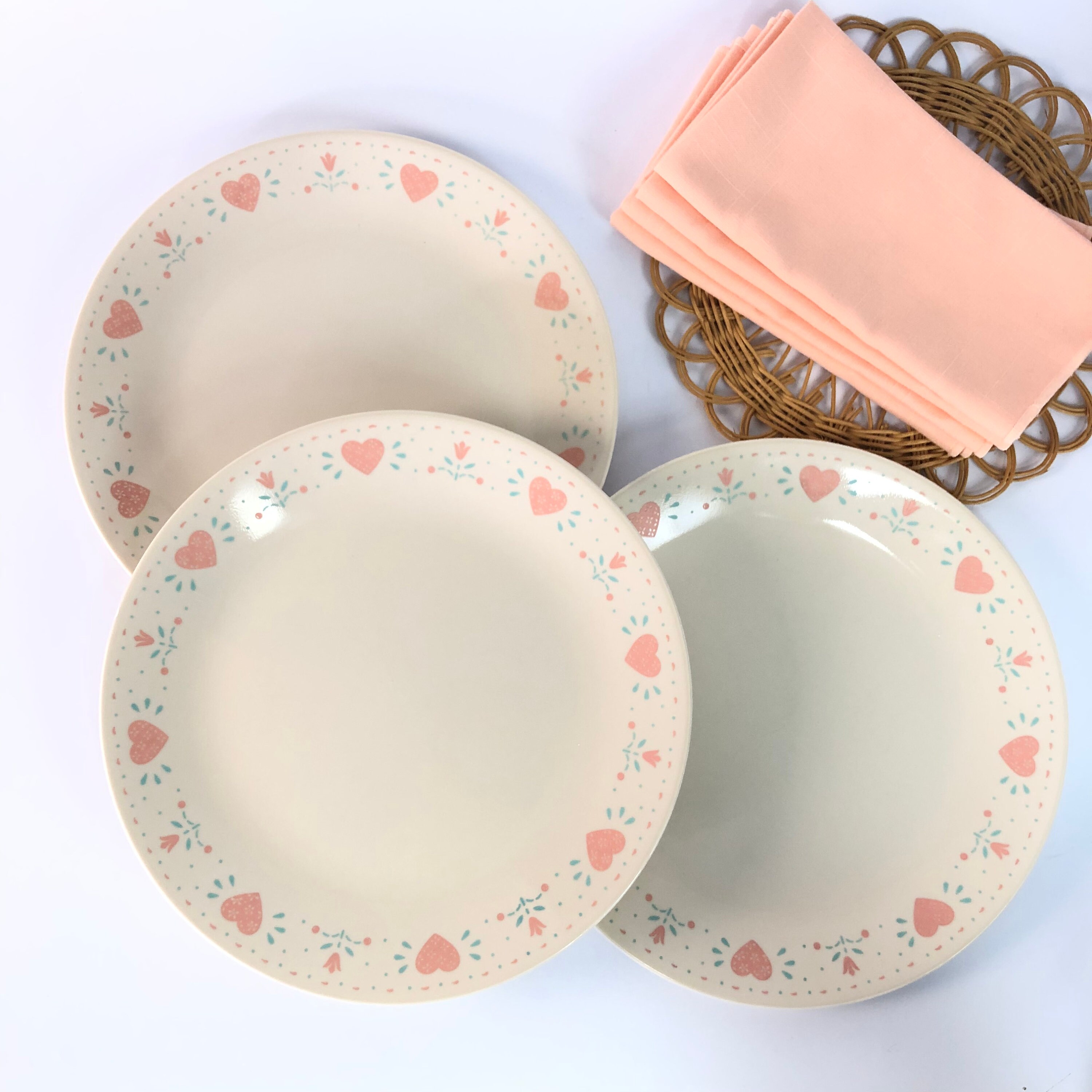 Vintage Corelle Dishes Set of 3 Forever Yours Hearts Pattern Etsy