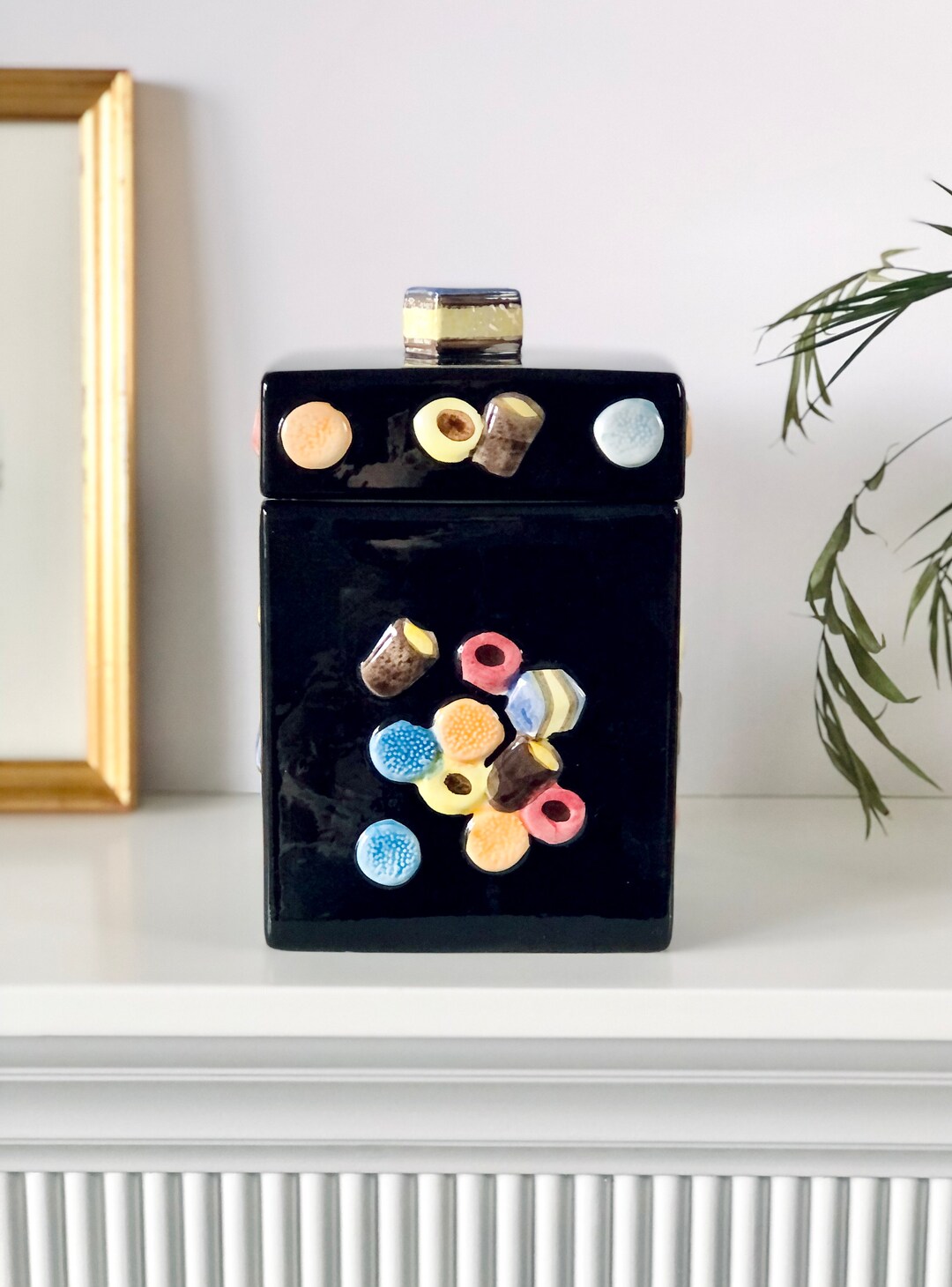 Allsorts Retro Canister Vintage Cookie Jar Black Liquorice Candy Theme Kitchen Canister