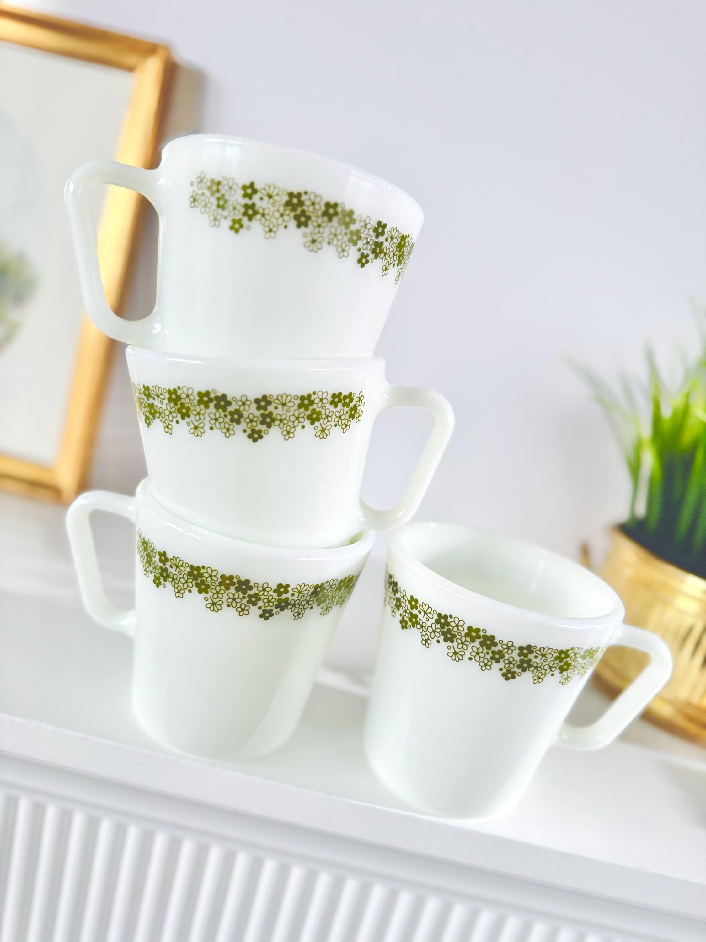 Pyrex Mugs Vintage Pyrex Spring Blossom Green Coffee Mugs Retro Single, Pair, or ...