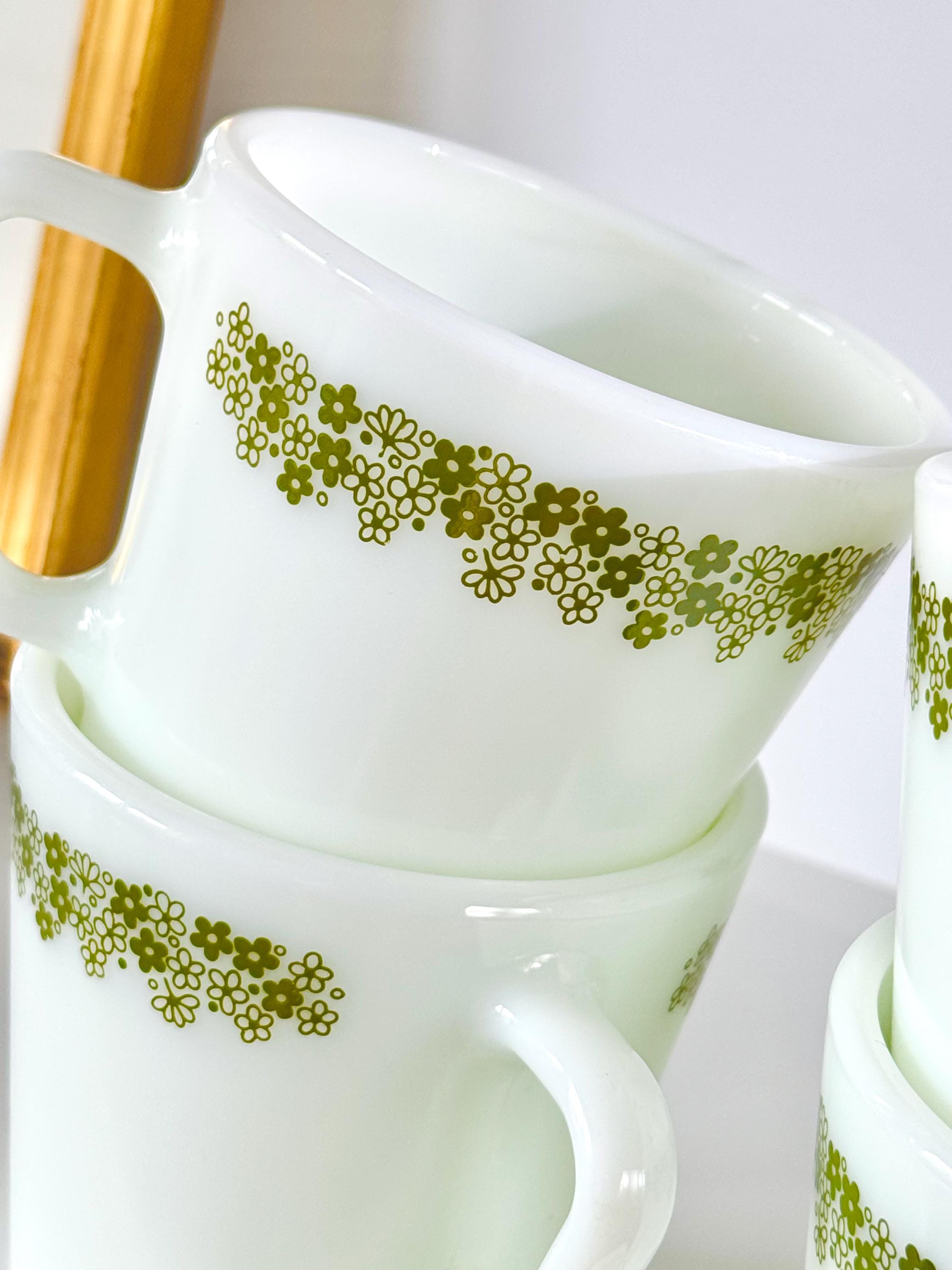 Pyrex Mugs Vintage Pyrex Spring Blossom Green Coffee Mugs Retro Single, Pair, or ...