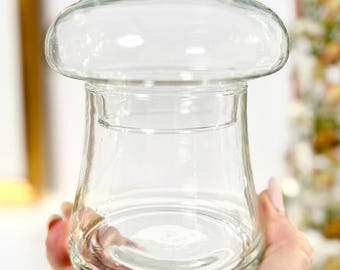 Vintage Libbey Glass Mushroom Jar, Retro 70s Terrarium or Apothecary, Boho Decor Storage Canister